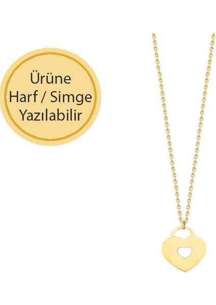 14 Ayar Altın Kilitli Kalp Kolye