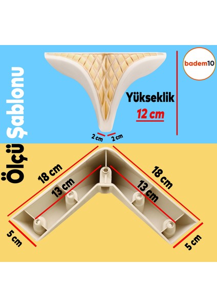 Petek Lüks Mobilya Kanepe Sehpa Tv Ünitesi Koltuk Puf Ayağı 12 cm Krem Altın Baza Ayakları