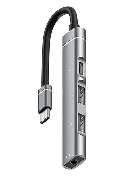 4in1 Type-C+3.5mm+Usb Girişli Çoğaltıcı Adaptör Çevirici Hub