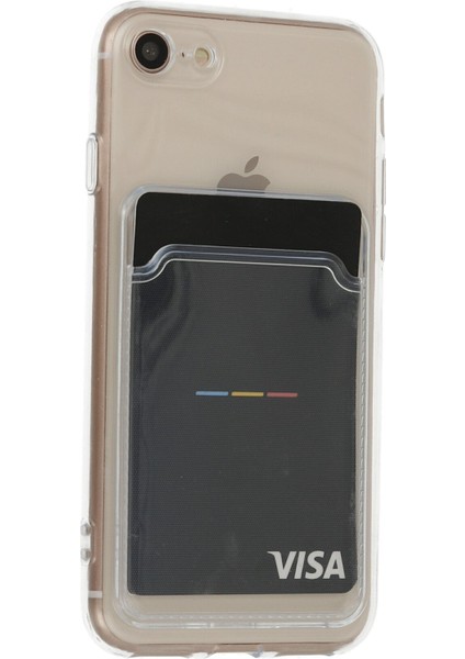 Happycase iPhone 7 Kılıf Kart Şeffaf Silikon - Şeffaf