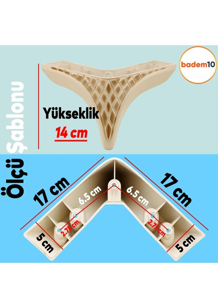Petek Lüks Mobilya Kanepe Sehpa Tv Ünitesi Koltuk Puf Ayağı 14 cm Krem Kahve Baza Ayakları