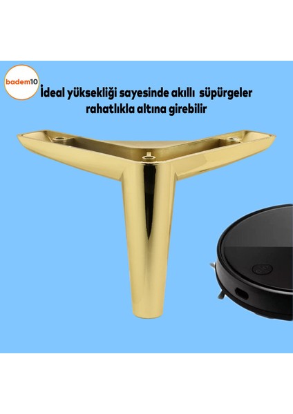 Piko Lüks Mobilya Kanepe Sehpa Tv Ünitesi Koltuk Ayağı 12 cm Gold Altın Baza Ayakları