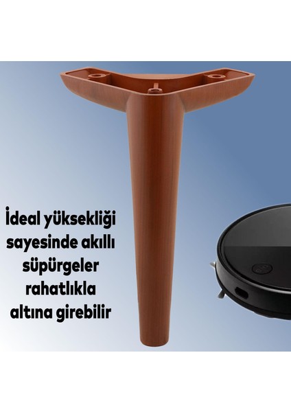 Piko Lüks Mobilya Kanepe Sehpa Tv Ünitesi Koltuk Ayağı 19 cm Ahşap Desenli Kahve Baza Ayakları