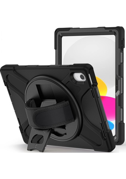 MTK Moveteck Apple iPad 10. Nesil 10.9" Uyumlu Kılıf 2022 Stand Askılı Zırh Tank Defender Case Tam Kaplar Armor Darbe Önleyici