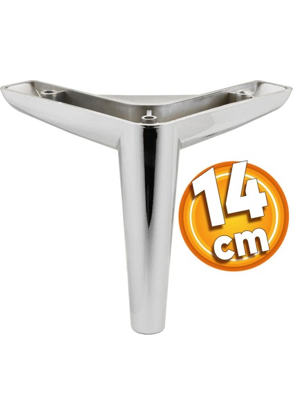 Piko Lüks Mobilya Kanepe Sehpa Tv Ünitesi Koltuk Ayağı 14 cm Parlak Krom Baza Ayakları