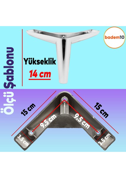 Piko Lüks Mobilya Kanepe Sehpa Tv Ünitesi Koltuk Ayağı 14 cm Parlak Krom Baza Ayakları fırsatları