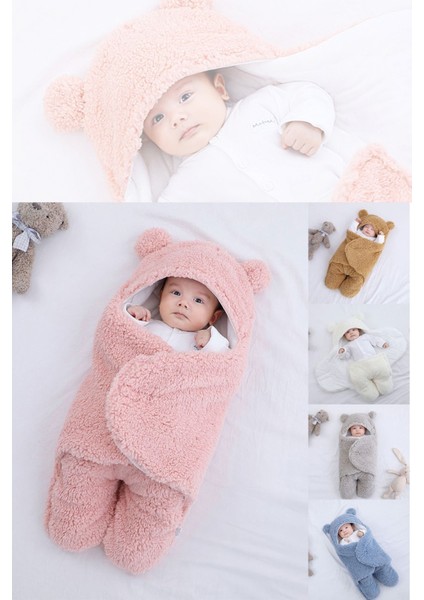 Nesli Yeni Doğan 0-6 Ay Bebek Dış Kundak Uyku Tulumu Wellsoft Peluş Kapüşonlu Sarma Battaniye