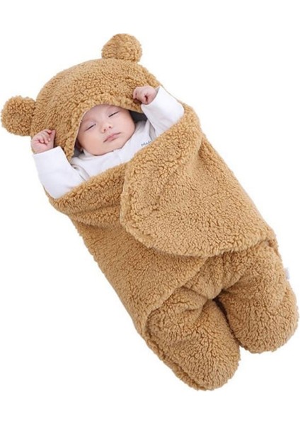 Nesli Yeni Doğan 0-6 Ay Bebek Dış Kundak Uyku Tulumu Wellsoft Peluş Kapüşonlu Sarma Battaniye
