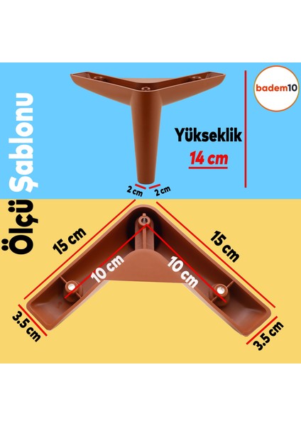 Piko Lüks Mobilya Kanepe Sehpa Tv Ünitesi Koltuk Ayağı 14 cm Kahverengi Baza Ayakları fırsatları