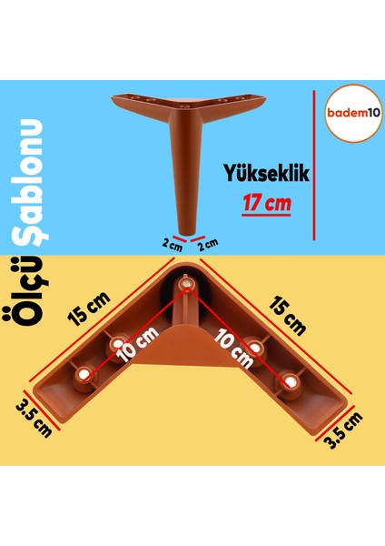 Piko Lüks Mobilya Kanepe Sehpa Tv Ünitesi Koltuk Ayağı 17 cm Kahverengi Baza Ayakları fırsatları