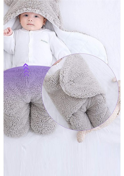 Nesli Yeni Doğan 0-6 Ay Bebek Dış Kundak Uyku Tulumu Wellsoft Peluş Kapüşonlu Sarma Battaniye