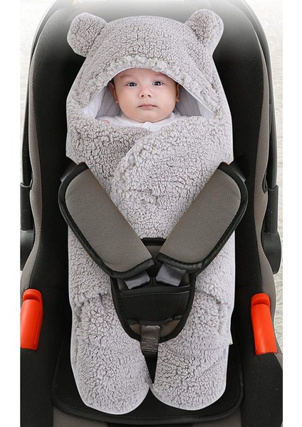 Nesli Yeni Doğan 0-6 Ay Bebek Dış Kundak Uyku Tulumu Wellsoft Peluş Kapüşonlu Sarma Battaniye