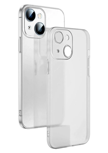 iPhone 14 6.1inch Frosted Glass Şeffaf Kamera Korumalı Kılıf