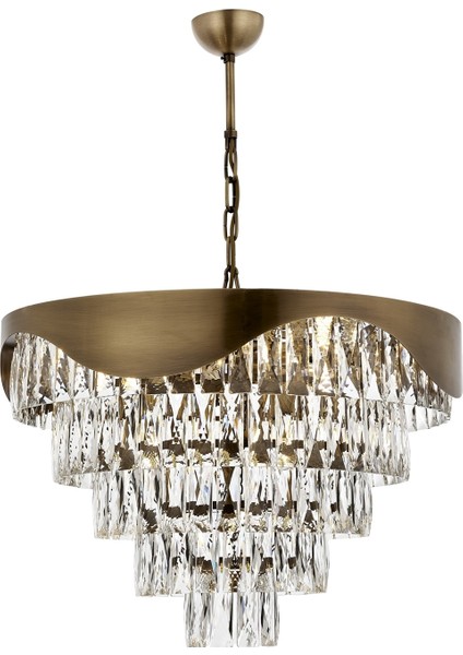 Avonnı AV-60192-E60 Eskitme Kaplama Klasik Avize E27 Metal Kristal 60CM