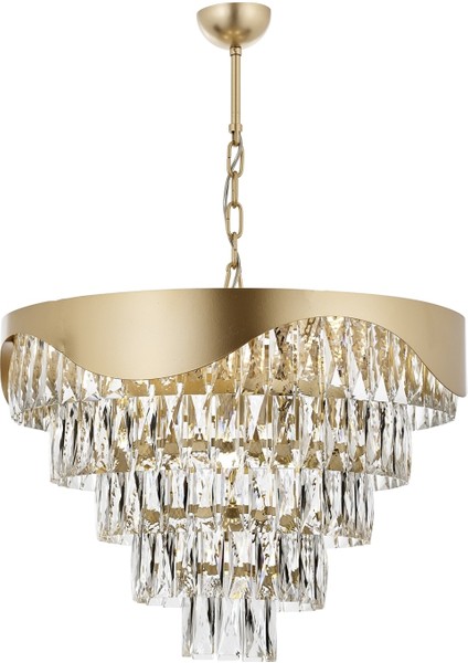 Avonnı AV-60192-BSA60 Sarı Boyalı Klasik Avize E27 Metal Kristal 60CM