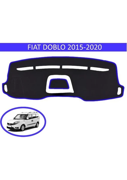 Lee Willson 2015 - 2020 Modellerine Uygun Fiat Doblo Torpido Koruma Halısı Siyah Kenar Renk Mavi