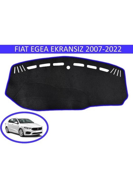 2015 - 2020 Modellerine Uygun Fiat Egea Ekransız Torpido Koruma Halısı Siyah Kenar Renk Mavi