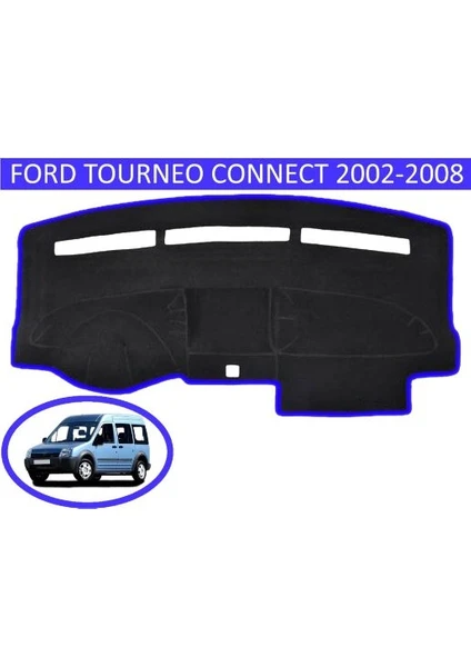 Lee Willson 2004 - 2008 Modellerine Uygun Ford Connect Torpido Koruma Halısı Siyah Kenar Renk Mavi