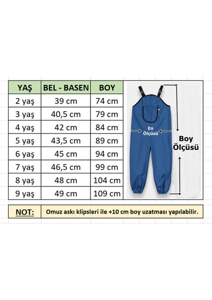 Su Geçirmez ( Waterproof ) Kumaş - Oyun Ve Yağmur Tulumu - Salopet - 2-9 Yaş