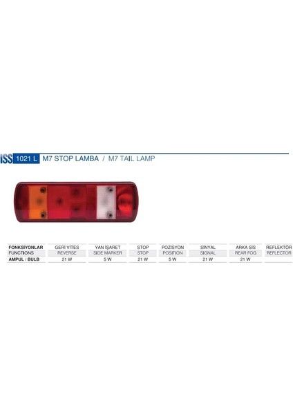 M7 Stop Lamba Kablolu Tır Kamyon Römork Dorse Stop Lamba
