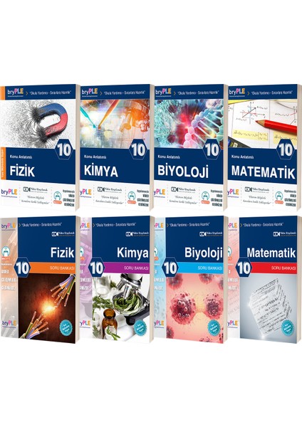 Bry Birey Eğitim Yayınları 10. Sınıf Fizik Kimya Biyoloji Matematik Konu Anlatımlı Soru Bankası Seti Tam 8 Kitap