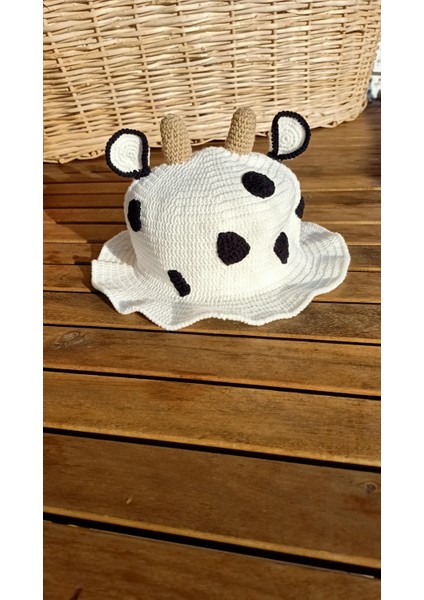 Handmade Inek Desenli Kadın- Erkek Şapkası, %100 Pamuk