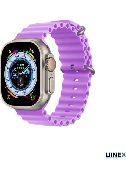 42-49MM Yeni Nesil Apple Uyumlu Akıllı Saat Kordonu Silikon Mor modelleri
