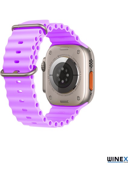 42-49MM Yeni Nesil Apple Uyumlu Akıllı Saat Kordonu Silikon Mor fırsatları