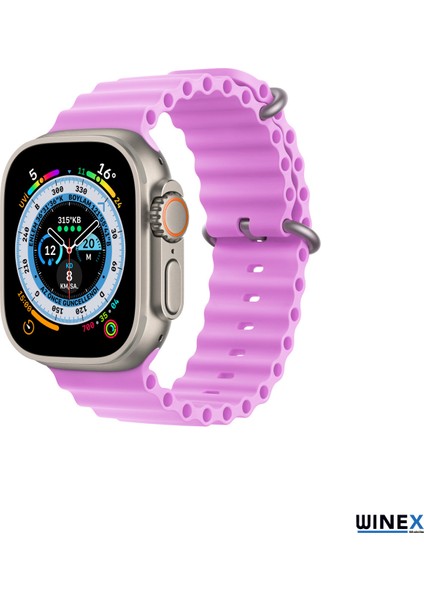 42-49MM Yeni Nesil Apple Uyumlu Akıllı Saat Kordonu Silikon Lila fırsatları