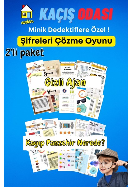 2'li Çocuk Dedektif Oyunu /şifre Çözme Oyunu /bilmece Çözme /dedektif Oyunu/eğitici Oyunlar