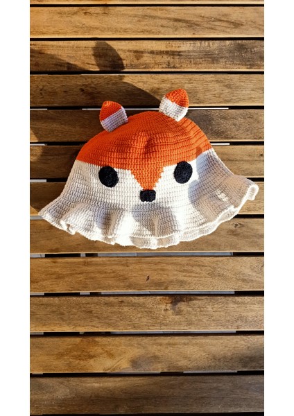 Handmade Tilki Desenli Kadın-Erkek Şapkası, %100 Pamuk