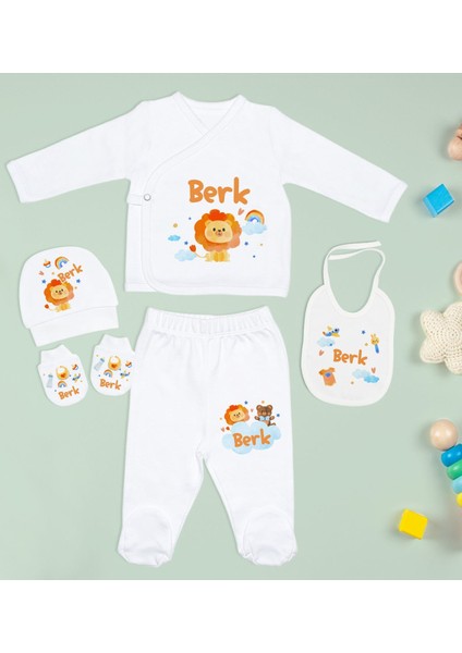 Kids Kişiye Özel Beyaz Yeni Doğan Hastane Çıkışı, Anneye Hediye, Isimli Papatya Kolye, 9 Parça Bebek Hediye Seti-4
