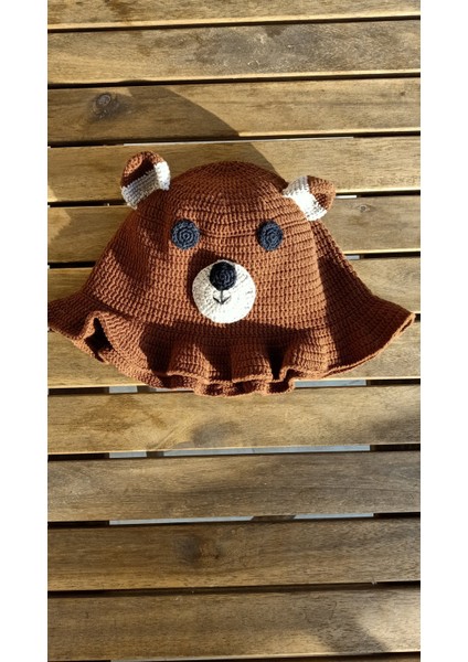 Handmade Ayı Desenli Kadın-Erkek Şapkası, %100 Pamuk fırsatları