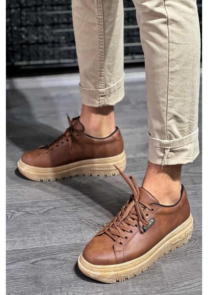 Taba Deri Bağcıklı Günlük Erkek Ayakkabı modelleri