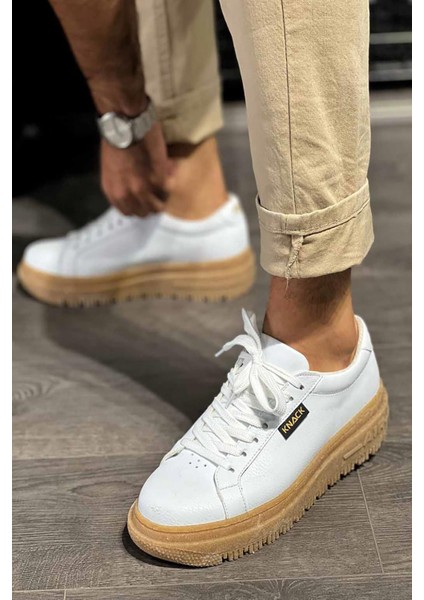 Beyaz Deri Bağcıklı Günlük Erkek Ayakkabı modelleri