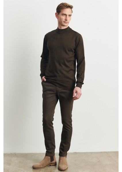 ALTINYILDIZ CLASSICS Erkek Kahverengi Standart Fit Normal Kesim Yarım Balıkçı Yaka Yünlü Triko Kazak fiyatları