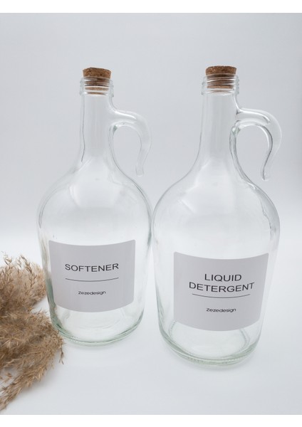 Dekoratif Mantar Kapaklı Softener ve Liquid Detergent Şişesi 1500 Ml(1.5 Litre)