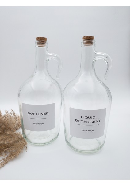 Dekoratif Mantar Kapaklı Softener ve Liquid Detergent Şişesi 1500 Ml(1.5 Litre)