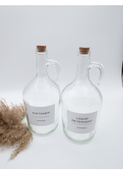 Dekoratif Mantar Kapaklı Softener ve Liquid Detergent Şişesi 1500 Ml(1.5 Litre)