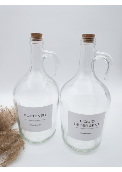 Dekoratif Mantar Kapaklı Softener ve Liquid Detergent Şişesi 1500 Ml(1.5 Litre)