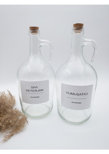 Dekoratif Mantar Kapaklı Yumuşatıcı ve Sıvı Deterjan Şişesi 1500 Ml(1.5 Litre)