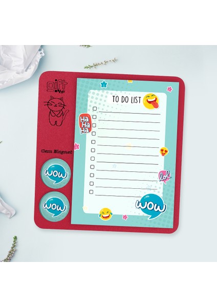 cam Magnet Rozetli To Do List Mini Set - Wow Not Defteri