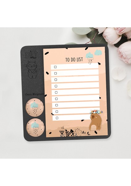 Cam Magnet Rozetli To Do List Mini Set - Bear Not Defteri