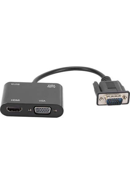VGA - Hdmı+Vga Dönüştürücü Taşınabilir Veri Iletim Adaptör Kablosu Desteği Ses/video Senkronizasyonu(Yurt Dışından)