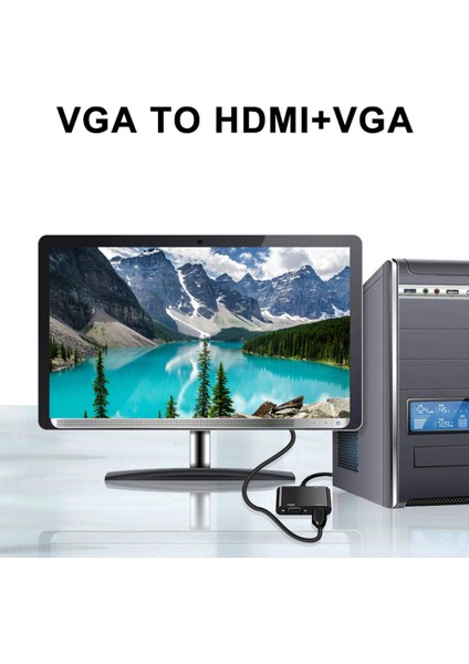 VGA - Hdmı+Vga Dönüştürücü Taşınabilir Veri Iletim Adaptör Kablosu Desteği Ses/video Senkronizasyonu(Yurt Dışından)
