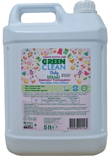 U Green Clean Baby Bitkisel Çamaşır Yumuşatıcı 5000 ml Lavanta