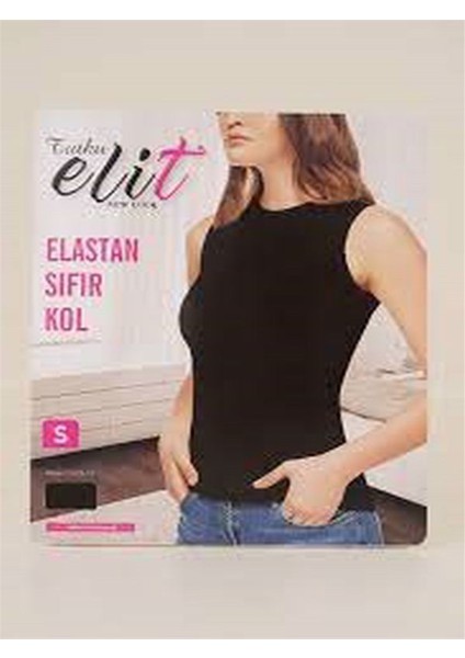Tutku Elastan Kadın Sıfır Kol Siyah Tekli