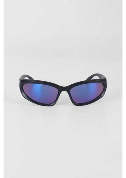 Biker Spor Güneş Gözlüğü - Mat Siyah Lacivert Aynalı Cam fiyatları