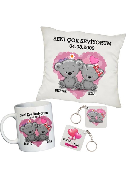 Ayıcıklı Isimli Sevgili Seti - Sevgililer Günü Özel Tasarım