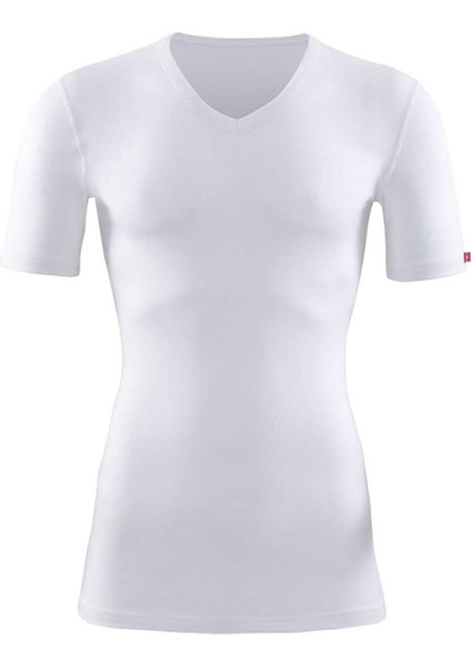 V Yaka Kısa Kol Unisex Beyaz Termal 1263